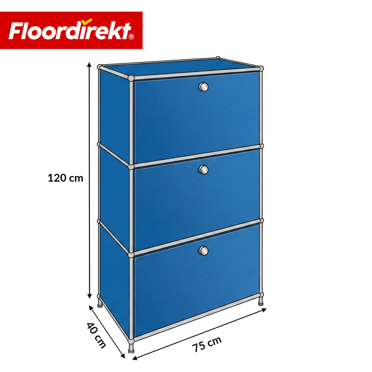 Metallschrank | Concept Epure MK-129 | Sideboard mit 3 verschließbaren Fächern | Moderner Aufbewahrungsschrank