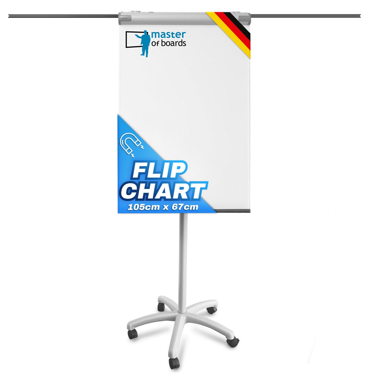 Mobiles Flipchart Piranha PRO | Sternfuß | Mit Papierhaltern