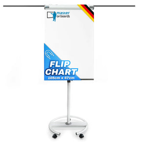 Mobiles Flipchart Shark Premium | Rollenfuß | Höhenverstellbar | 2 Papierhalter
