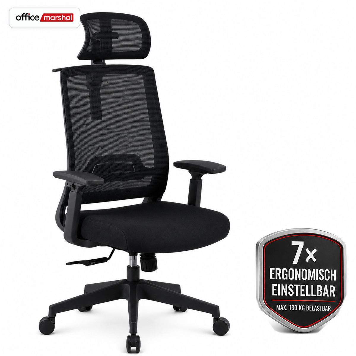 Bürostuhl | Victor | Ergonomischer Mesh-Schreibtischstuhl mit Kopfstütze, Lordosenstütze & 3D-Armlehnen | 2 Farben