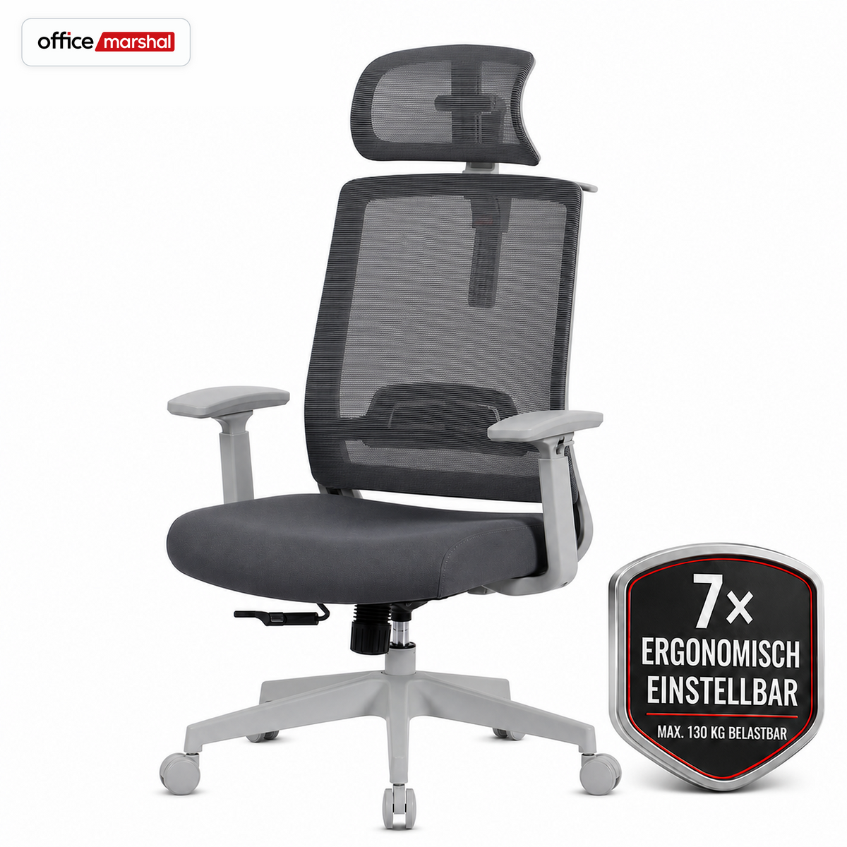 Bürostuhl | Victor | Ergonomischer Mesh-Schreibtischstuhl mit Kopfstütze, Lordosenstütze & 3D-Armlehnen | 2 Farben