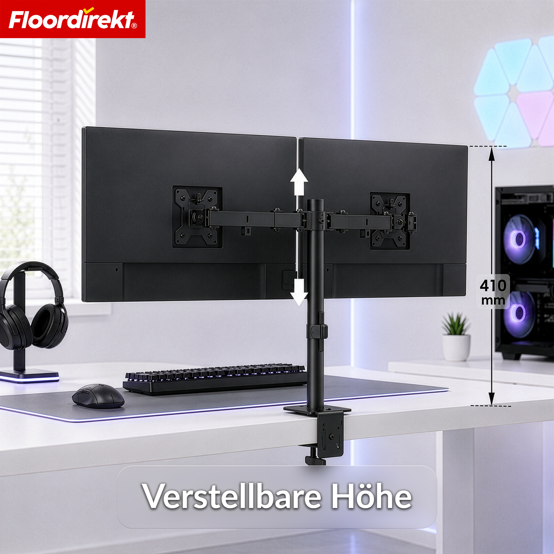A2_Schwarz | Doppelarm für 2 Monitore