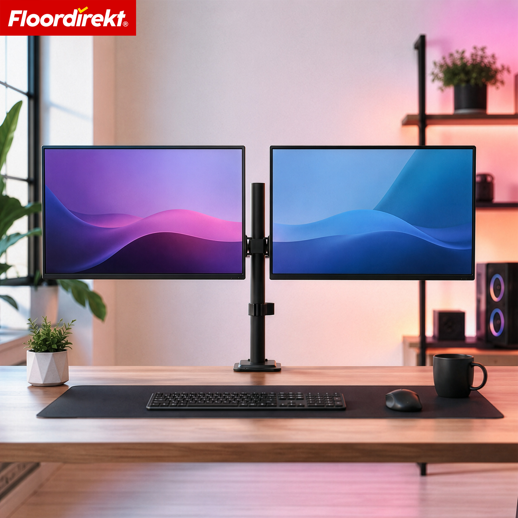 F3_Schwarz | Doppelarm für 2 Monitore
