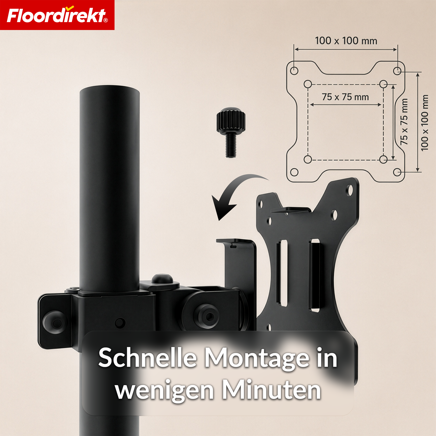 F4_Schwarz | Doppelarm für 2 Monitore