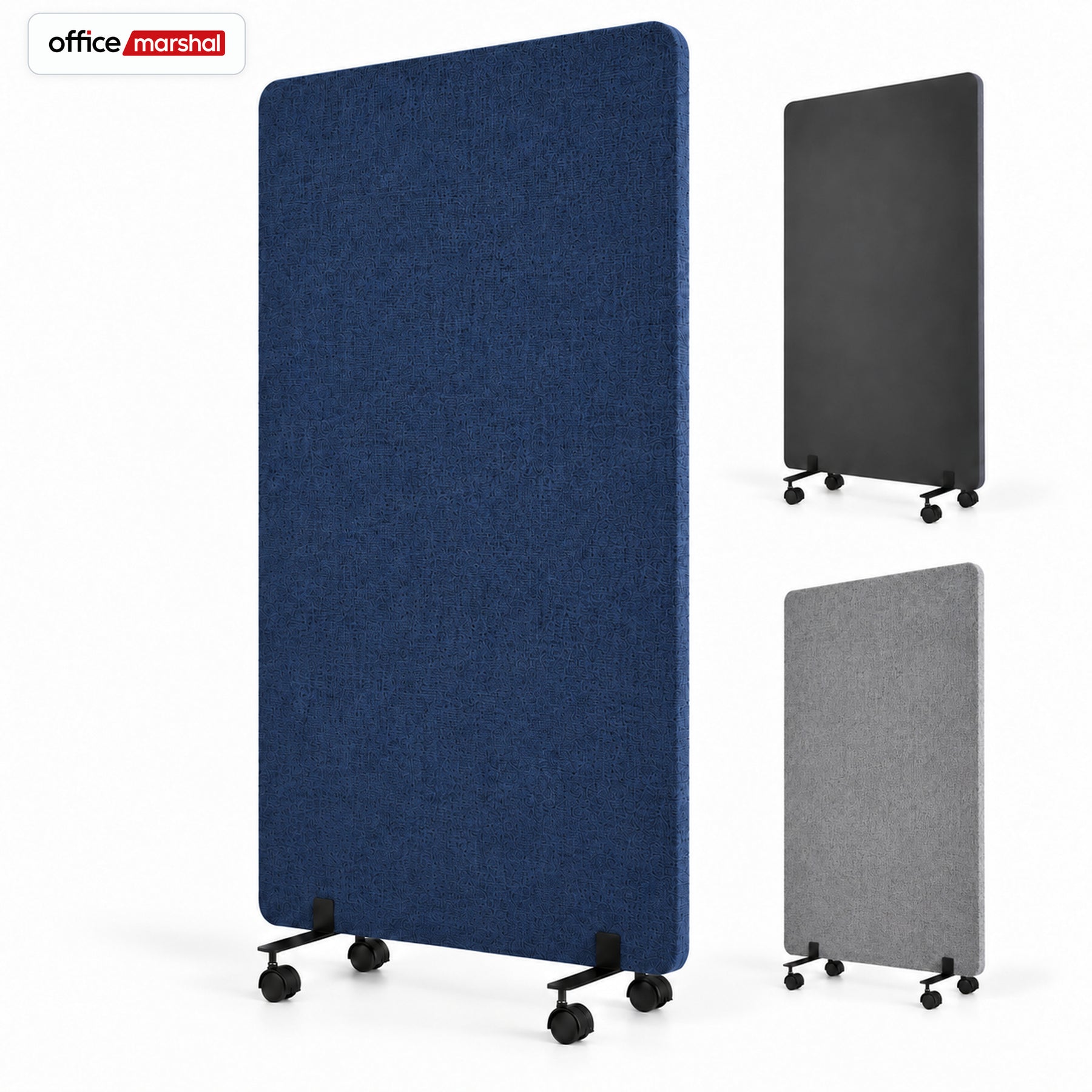 Akustik-Stellwand auf Rollen | Silent Stand | Mobiler Raumteiler aus Polyester mit Sichtschutz | 3 Größen