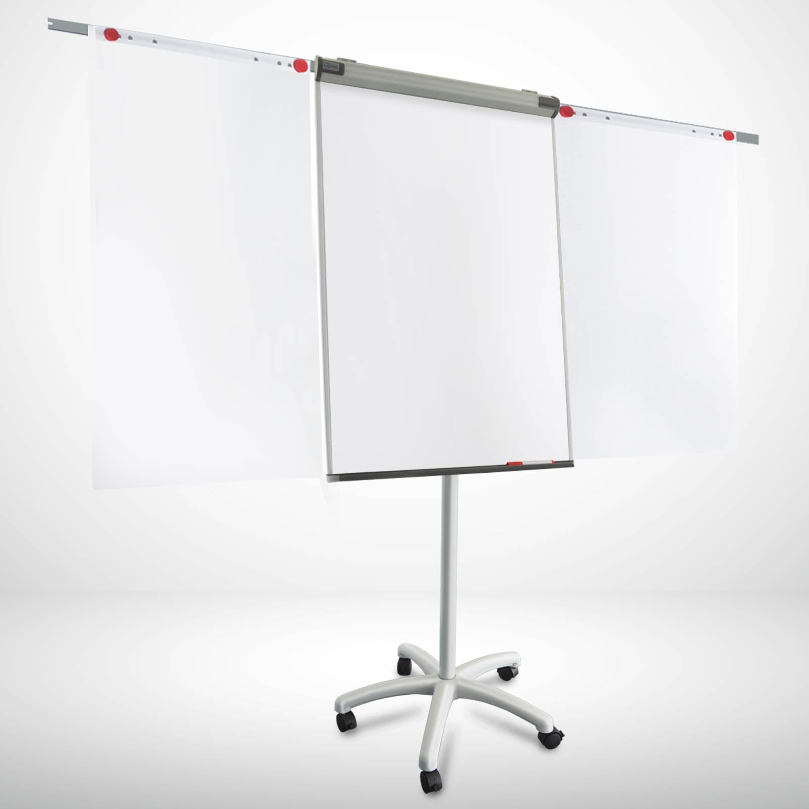 Flipchart 'Piranha Pro' | whiteboard met afsluitbare zwenkwielen | 67 x 105 x 225 cm | beschrijfbaar, afwisbaar, magnetisch | verstelbaar, eenvoudig te besturen | incl. papierhouder, opbergrek & 2 zijarmen Flipchart 'Piranha Pro' | whiteboard met afsluitbare zwenkwielen | 67 x 105 x 225 cm | beschrijfbaar, afwisbaar, magnetisch | verstelbaar, eenvoudig te besturen | incl. papierhouder, opbergrek & 2 zijarmen