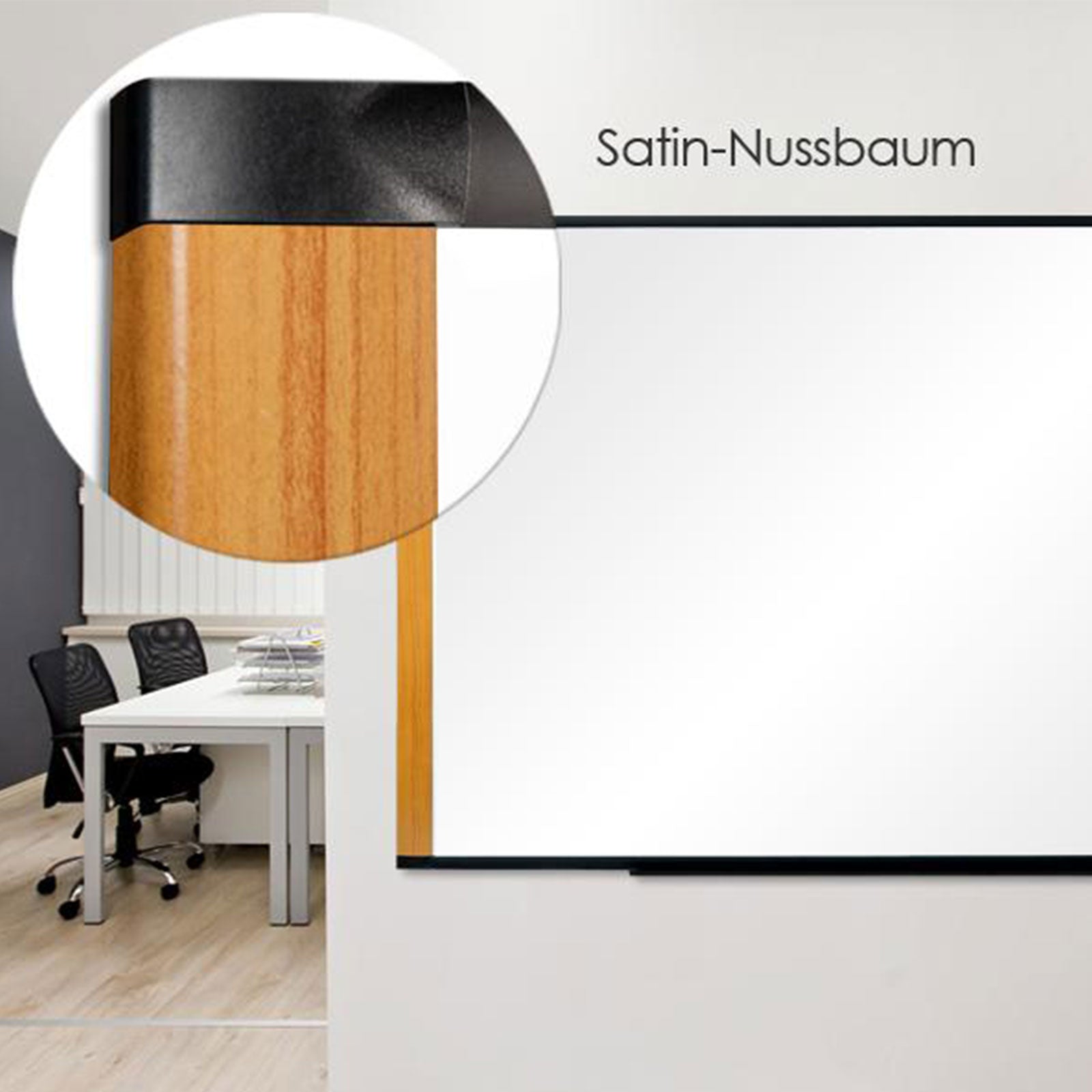 Whiteboard Pearl lackiert 4 Größen 3 Farben | Satin-Nussbaum